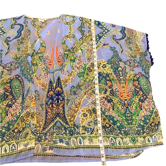 Umgee Kimono Topper Blue Paisley Print Semi Sheer Size M/L - Picture 7 of 9